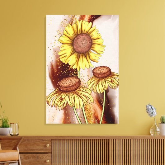 Zonnebloemen Canvas Afdruk (Insitu (Woonkamer))