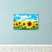 Zonnebloemen Canvas Afdruk (Insitu (Houten vloer))