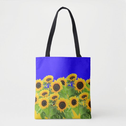Zonnebloemen Canvas tas Oekraïense vlag kleuren Fr (Voorkant)