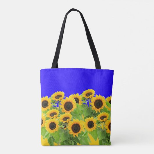 Zonnebloemen Canvas tas Oekraïense vlag kleuren Fr (Achterkant)