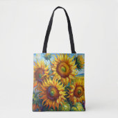 Zonnebloemen Canvas tas olieverfstijl (Voorkant)