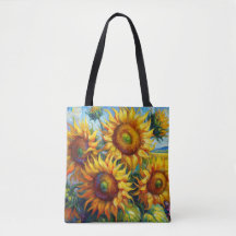 Zonnebloemen Canvas tas olieverfstijl