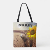 Zonnebloemen Canvas tas van Beer (Achterkant)