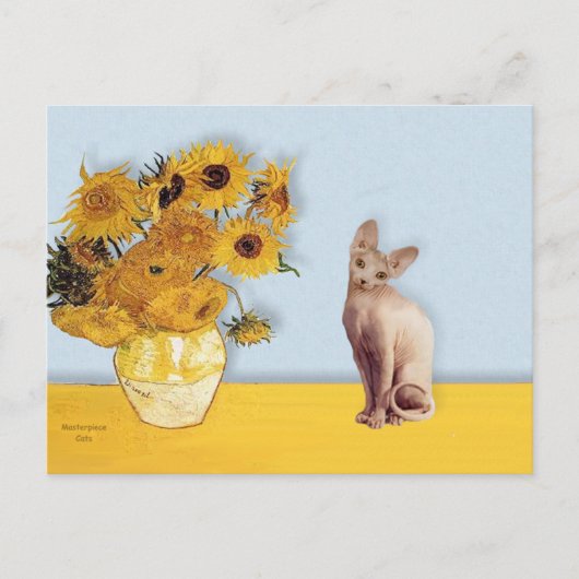 Zonnebloemen - Cat Cream Sphyx Briefkaart (Voorkant)