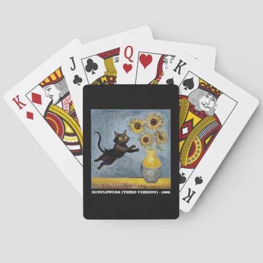 Zonnebloemen Cat Meme Art Graphic Pokerkaarten (Achterkant)