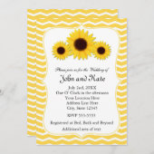 Zonnebloemen Chevron rustieke bruiloft uitnodiging (Voorkant / Achterkant)