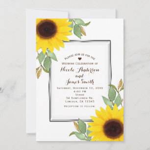 Zonnebloemen Chic Witte Bruids Bruiloft Kaart