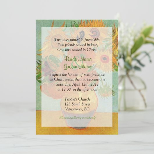  zonnebloemen Christelijke bruiloft Kaart (Staand voorkant)