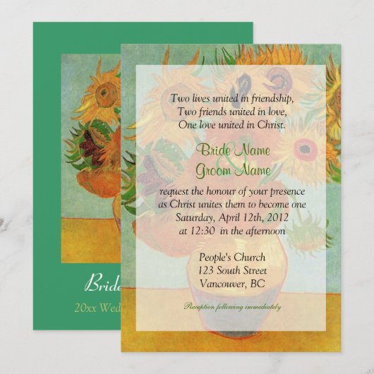  zonnebloemen Christelijke bruiloft Kaart (Voorkant / Achterkant)