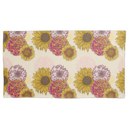 Zonnebloemen, Chrysanten, Anjers Bloemen Kussensloop