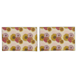 Zonnebloemen, Chrysanten, Anjers Bloemen Kussensloop