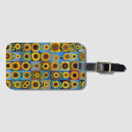 Zonnebloemen collage bagagelabel