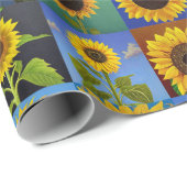 Zonnebloemen collage cadeaupapier (Rol Hoek)