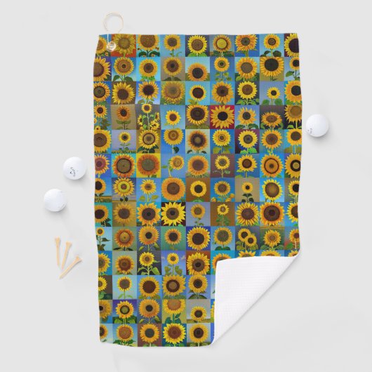Zonnebloemen collage golfhanddoek (Insitu)
