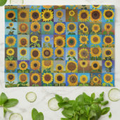 Zonnebloemen collage theedoek (Gevouwen)