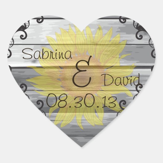 Zonnebloemen Collectie Envelope Seal Hart Sticker (Voorkant)