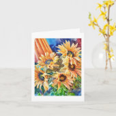 Zonnebloemen Computer Watercolor Schilderij Kaart (Gele Bloem)