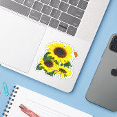 Zonnebloemen Contour Sticker (Laptop met iPhone)