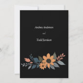 Zonnebloemen contrasteren zwarte bruiloft save the date (Achterkant)