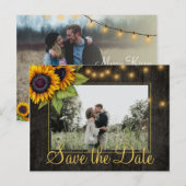 Zonnebloemen country Christmas save the date bruil Aankondigingskaart (Voorkant / Achterkant)