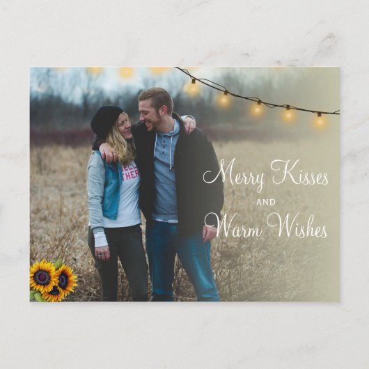 Zonnebloemen country Christmas save the date bruil Aankondigingskaart (Achterkant)