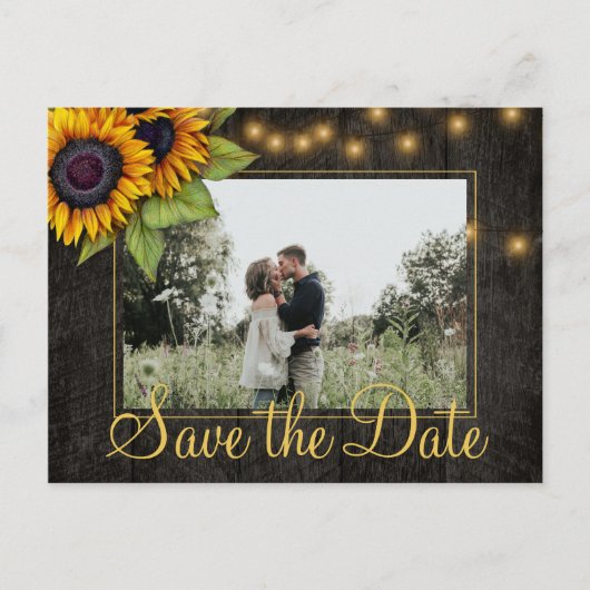 Zonnebloemen country Christmas save the date bruil Aankondigingskaart (Voorkant)