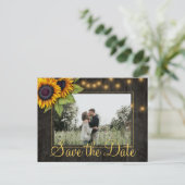 Zonnebloemen country Christmas save the date bruil Aankondigingskaart (Staand voorkant)