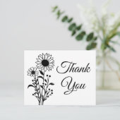 Zonnebloemen Country Floral Wedding Dank u Briefkaart (Staand voorkant)