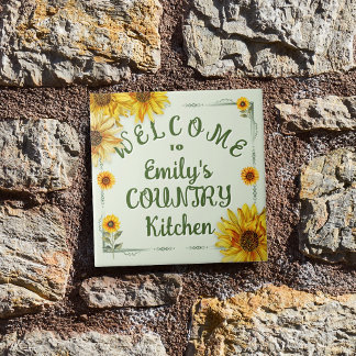 Zonnebloemen Country Kitchen Naam Tegeltje