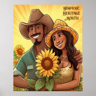 Zonnebloemen Couple voor theewerelderfgoed Poster
