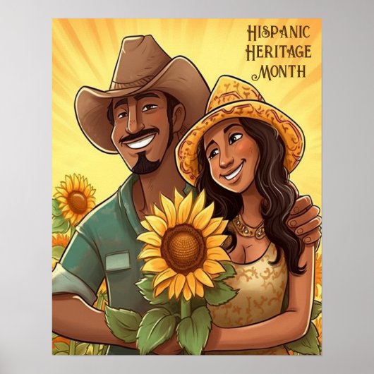 Zonnebloemen Couple voor theewerelderfgoed Poster (Voorkant)