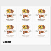 Zonnebloemen, Cowboy Boots, Pet en Lasso Vierkante Sticker (Vel)