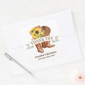 Zonnebloemen, Cowboy Boots, Pet en Lasso Vierkante Sticker (Envelop)