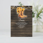 Zonnebloemen cowboylaarzen schuur hout Westerne br Informatiekaartje (Staand voorkant)