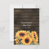 Zonnebloemen cowboylaarzen schuur hout Westerne br RSVP Kaartje (Achterkant)