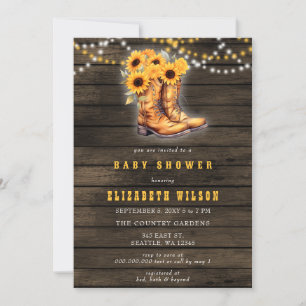 Zonnebloemen Cowgirl laarzen Western Baby shower Kaart