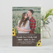 Zonnebloemen Custom Foto Twee In Een Huwelijk Kaart (Staand voorkant)