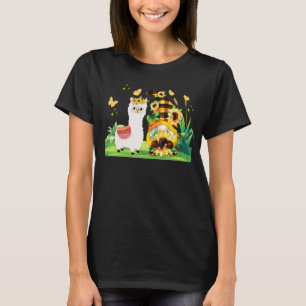 Zonnebloemen Cute Gnome Floral Llama Boerderij Far T-shirt