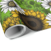 Zonnebloemen, dagboeien, zomertuin cadeaupapier (Rol Hoek)