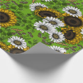 Zonnebloemen, dagboeien, zomertuin cadeaupapier (Hoek)