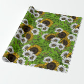 Zonnebloemen, dagboeien, zomertuin cadeaupapier (Uitgerold)