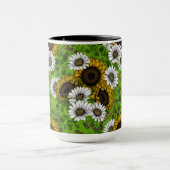 Zonnebloemen, dagboeien, zomertuin mok (Midden)