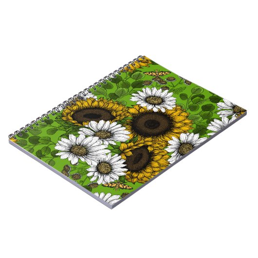 Zonnebloemen, dagboeien, zomertuin notitieboek (Linkerzijde)