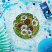 Zonnebloemen, dagboeien, zomertuin papieren bordje (Feest)