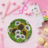 Zonnebloemen, dagboeien, zomertuin papieren bordje (Feest)