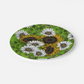Zonnebloemen, dagboeien, zomertuin papieren bordje (Gekanteld)