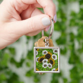 Zonnebloemen, dagboeien, zomertuin sleutelhanger (Hand)