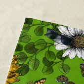 Zonnebloemen, dagboeien, zomertuin strandlaken (In situ)