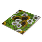 Zonnebloemen, dagboeien, zomertuin tegeltje (Zijkant)