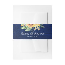 Zonnebloemen Daisies Baby's Breath Navy Blue Rusti Uitnodigingen Wikkel